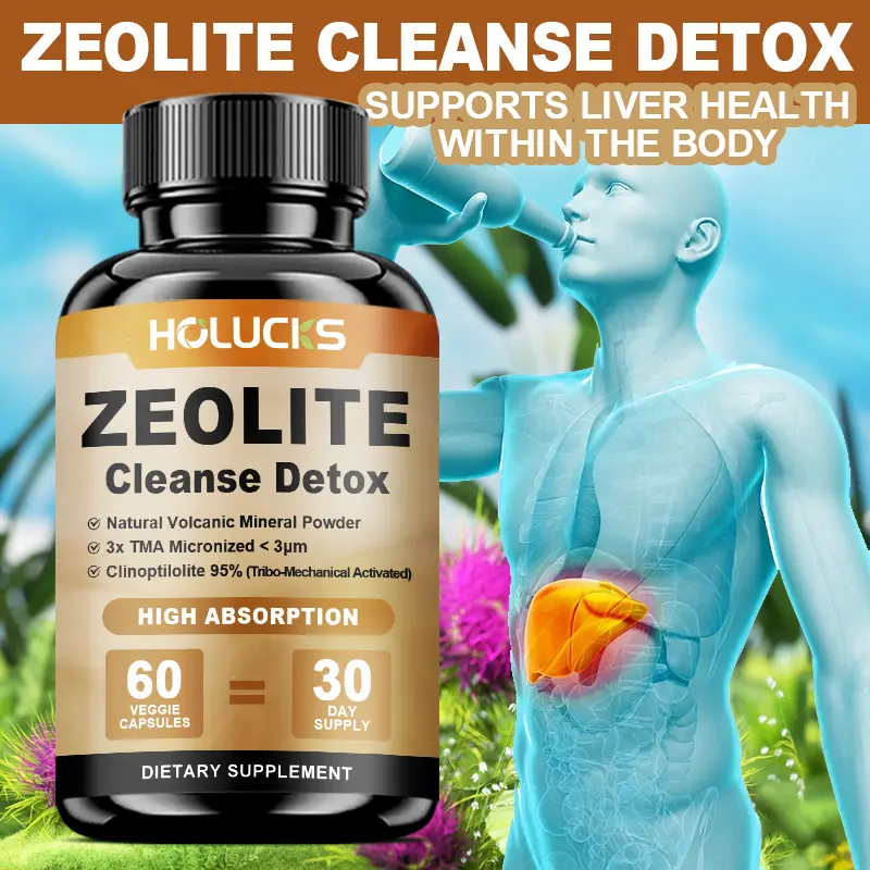 Zeolite Cleanse Detox Capsules, 95% Clinoptilolite Micronized Zeolite Supplement with Glutathione, NAC, Chlorella & Cilantro for Full Body Detox & Heavy Metal Support, 60 Vegan Capsules y