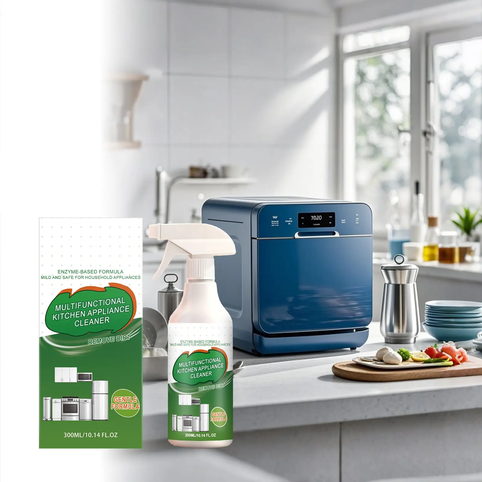 Kitchen Appliance Cleaner Spray, Removes Oil Stains and Grime, Shines Kitchen Appliances, Home Use Cleaning Solution