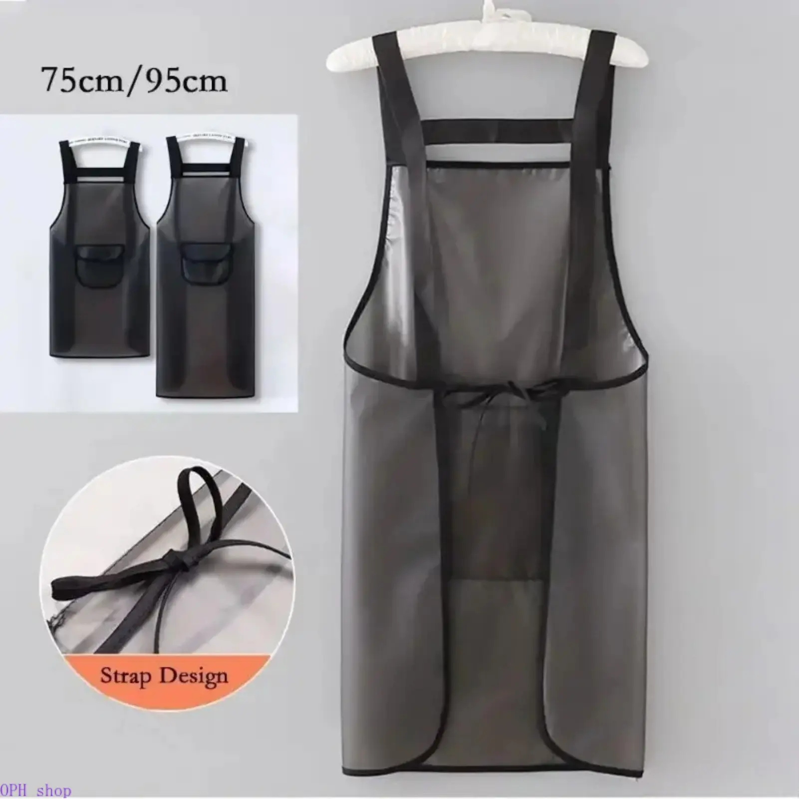 PVC Waterproof Apron - Oil-Proof, Stain-Resistant, Durable Clear/Black Reusable Protective Cover Up, Kitchen Accessory for Cooking & Cleaning