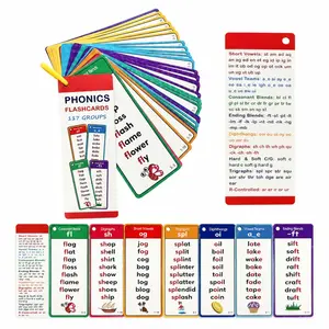 Phonics Word Cards, 117 Sound Groups 900+ Words, 60 Double-Sided Phonics Flash Cards, Learn to Read Phonics Flash Cards, Educational Flash Cards for Sight Word Games, Home、School Learning, Language Learning Flashcards