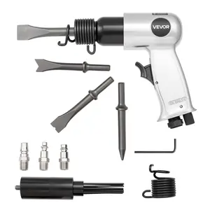 VEVOR Air Hammer, 4500BPM Pneumatic Hammer with Rust Removal Air Needle Scaler 4PCS Chisels Round Shank, Lightweight Compact Air Chisel Pneumatic Shovel Tool for Cutting Scraping Demolishing