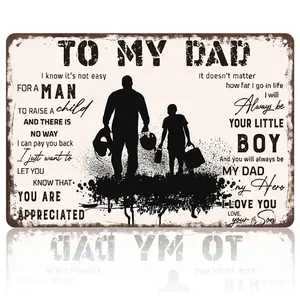 Ink Splash Style Football-Loving Father & Boy Silhouette Aluminum Sign (8x12in) - Home Decor, Unique Father's Day Gifts, Dad Gifts for Sports Dads, Game Room Wall Decor