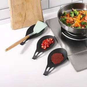 3pcs Spoon Drainer Rack, Heat-Resistant Kitchen Tool Holder, Easy-Clean Silicone Mat, Cooking Utensil Stand for Stove Countertop