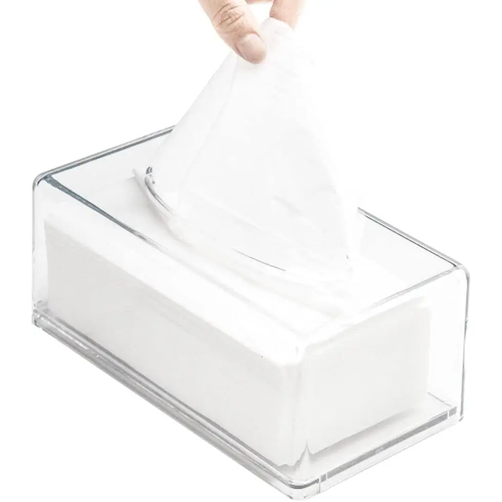 Clear Square Acrylic Tissue Box, Rectangular Facial Napkin Holder Dryer Sheet Dispenser for Bathroom, Kitchen, Cars