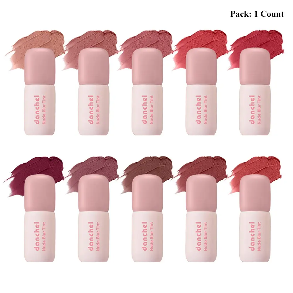 Danchel Velvet Longlasting Matte Blur Lip Tint, Lip Stain Makeup, 2-in-1 for Lips & Cheeks, Long-Lasting & Smudge-Proof, Buildable Color Payoff, Lightweight & Non-Sticky, Smooth & Easy Application, 10 Shades, Go-To Daily Makeup