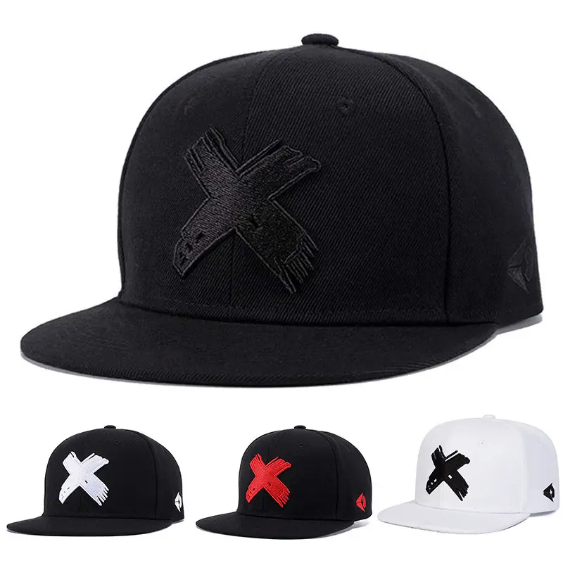 New X Letter Flat Brim Hip Hop Baseball Cap, Oversized Street Dance Snapback Hat Unisex