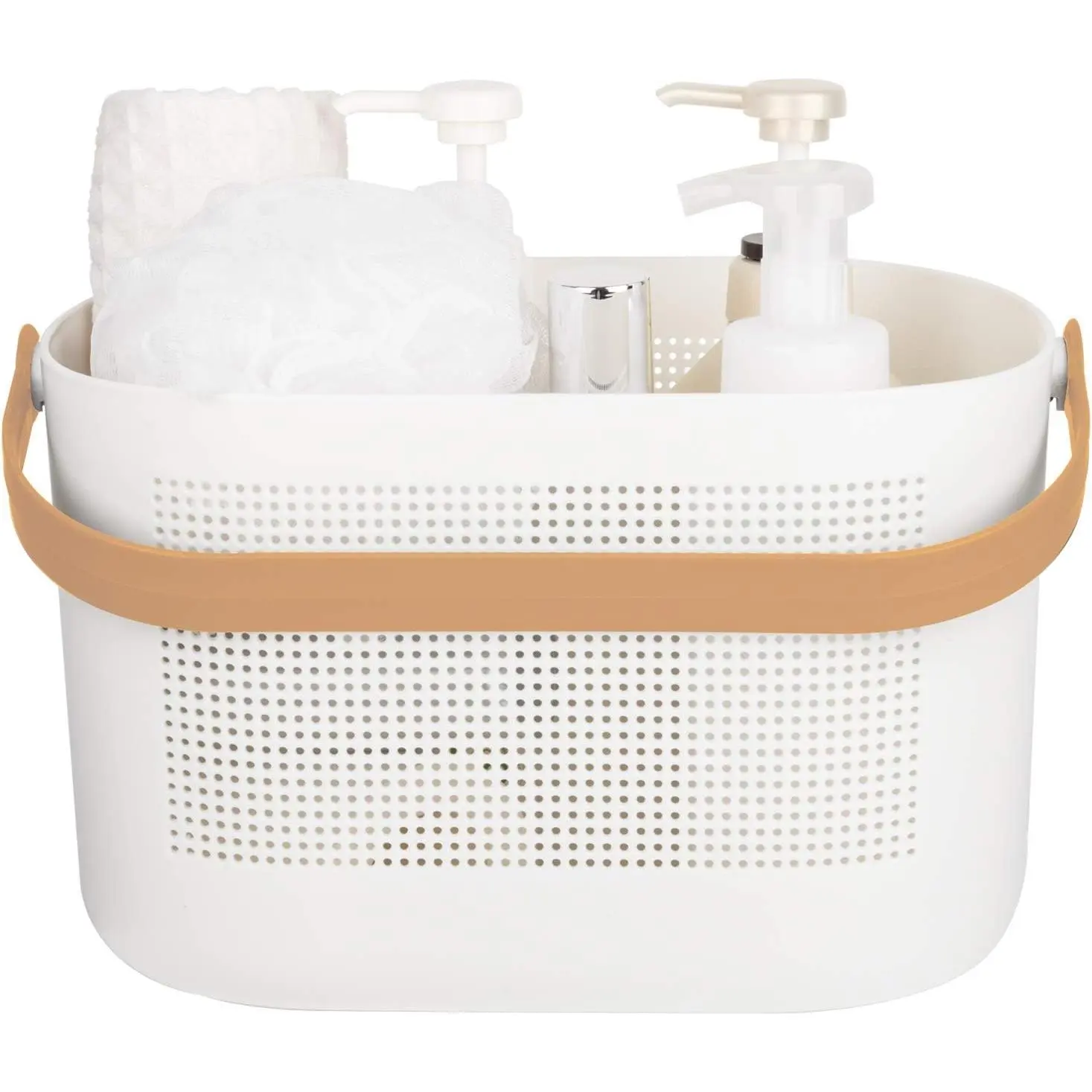 Plastic Portable Shower Caddy Basket, Storage Organizer with Handle, Yellow | Bottom Drain Holes, Keep Dry, Sturdy and Durable, Easy to Carry for Bathroom, Kitchen, Dorm Room, RV, College