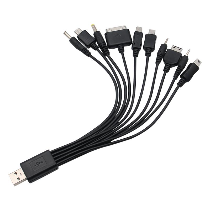 Universal USB To Multi Plug Cell Phone Charger Cable 10 to 1 USB Cable For