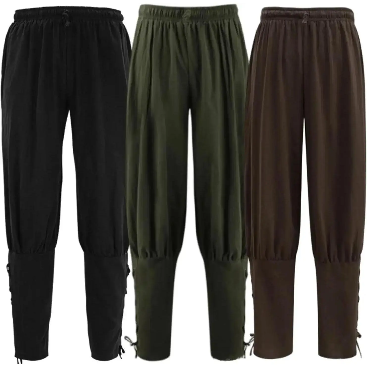 Mens Womens Ankle Banded Pants Medieval Viking Pirate Cosplay Pants Renaissance Trousers for Adult halloween costumes for women