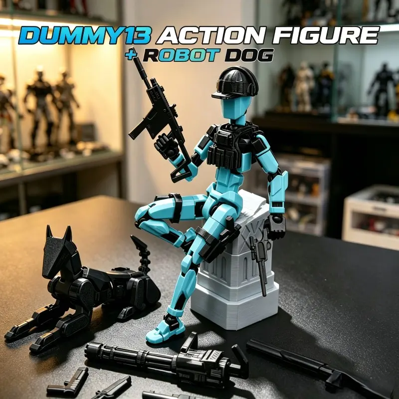 Dummy13 Special Forces Action Model Kit, Tactical Robot Dog, Jointed Sniper Toy, Complete Weapon Set, Collectible Desk Decor, Ideal Gift for Teens