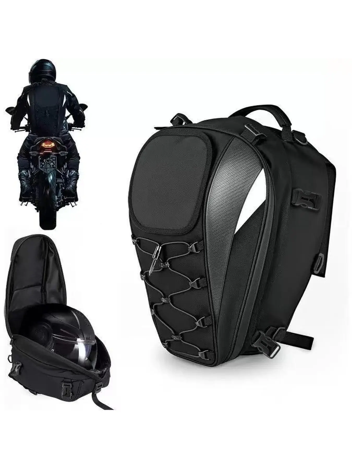 Motorcycle Tail Bag/saddle Bag, Dual Purpose Helmet Backpack, Large Capacity, Adjustable Straps, Suitable for Sports and Cruiser Bikes