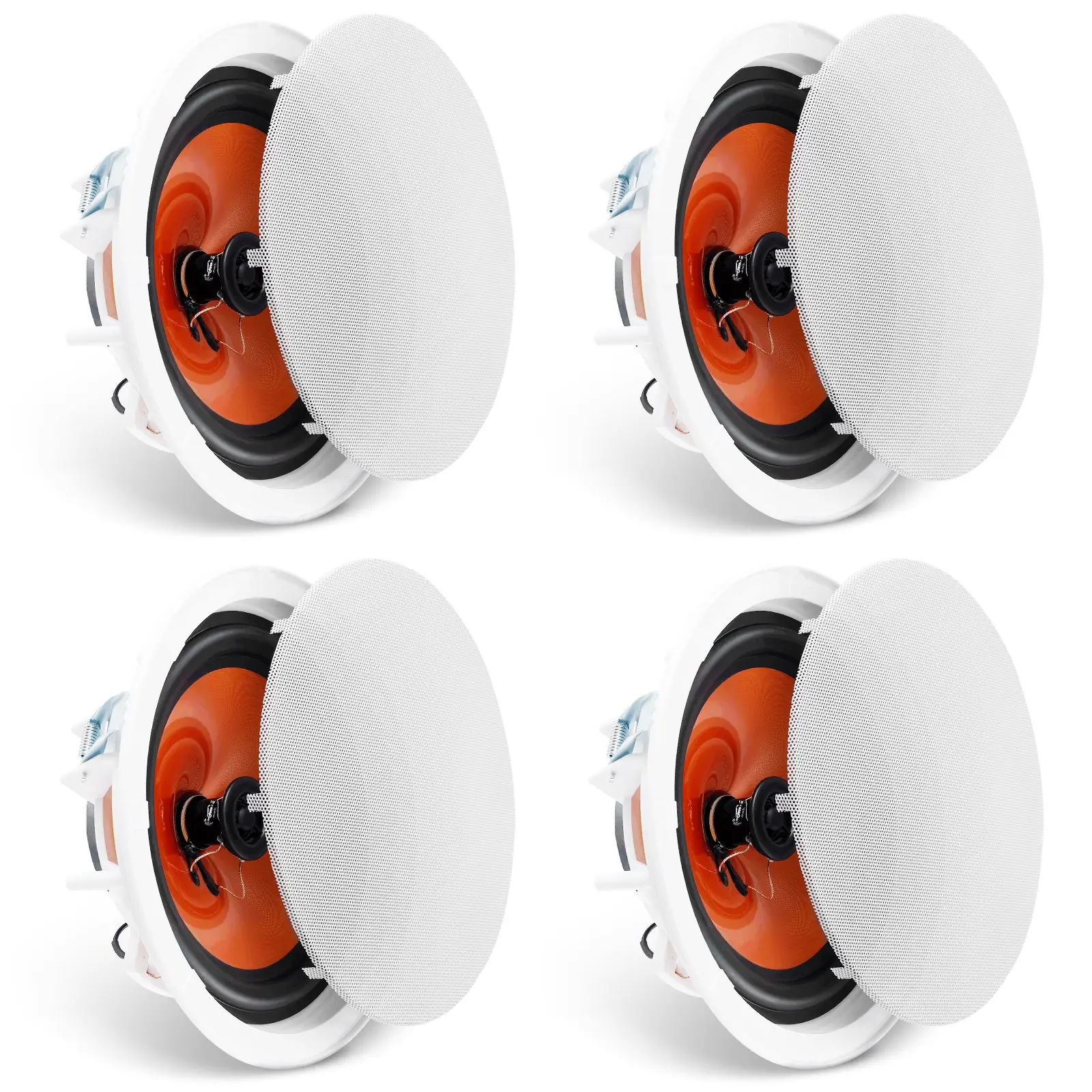 VEVOR 4-Pack 8-Inch Flush-Mount Ceiling Speakers, 100-Watts Audio System, 8-Impedance 89dB High Sensitivity, 4 Pcs Indoor/Outdoor Audio Speakers for Home Living Room & Covered Porches