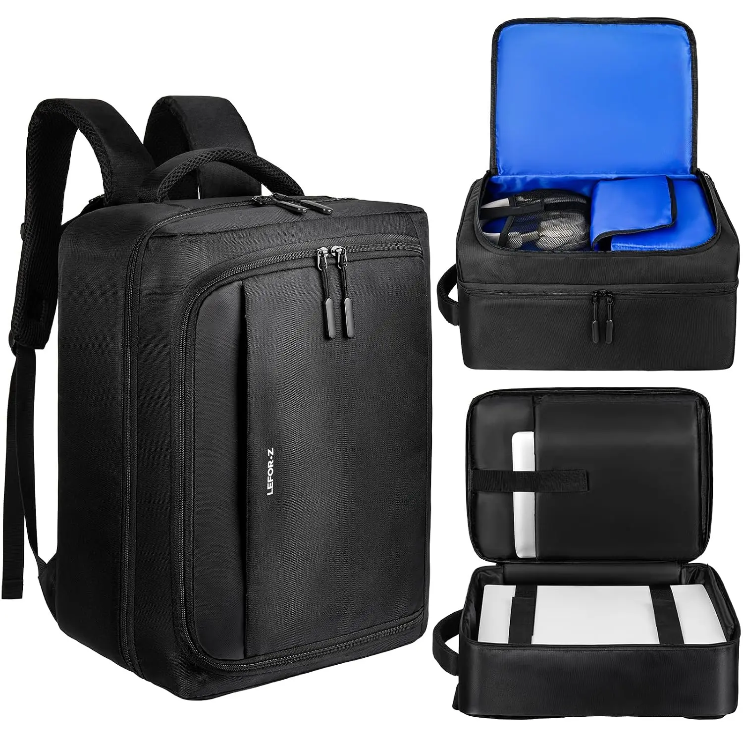 Polyester Multi-Space Zippered Gaming Travel Backpack, Padded Protective Carrying Case for PS5 Series/PS4, Fits PlayStation5 Console, Controllers, Monitor, 15.6" Laptop & Accessories