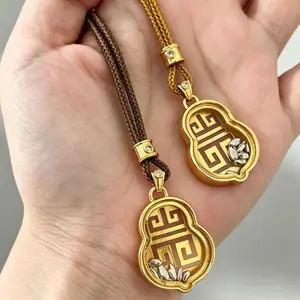 Gourd-shaped Seven-Grain Rice Pendant Necklace / Fortune and Peace Car Keychain Ornament / Fortune Amulet