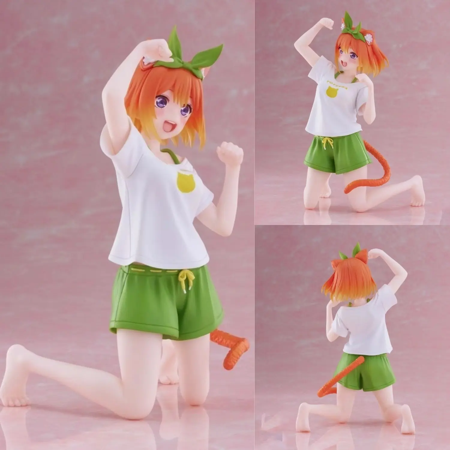 The Quintessential Quintuplets Nakano Yotsuba Cat Ear Home Wear Kneeling Figure 12cm Desktop Anime Mini Decor Gift, Cute Collectible Model for Fans, Anime Figures