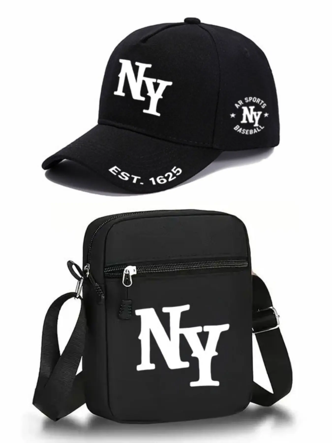 2pcs Ny City Letter Print Baseball Caps and Crossbody Bag Set, Adjustable Street Fashion Outdoor Sports Hat and Shoulder Bag, Perfect for Daily Wear and Gifts, Streetwear