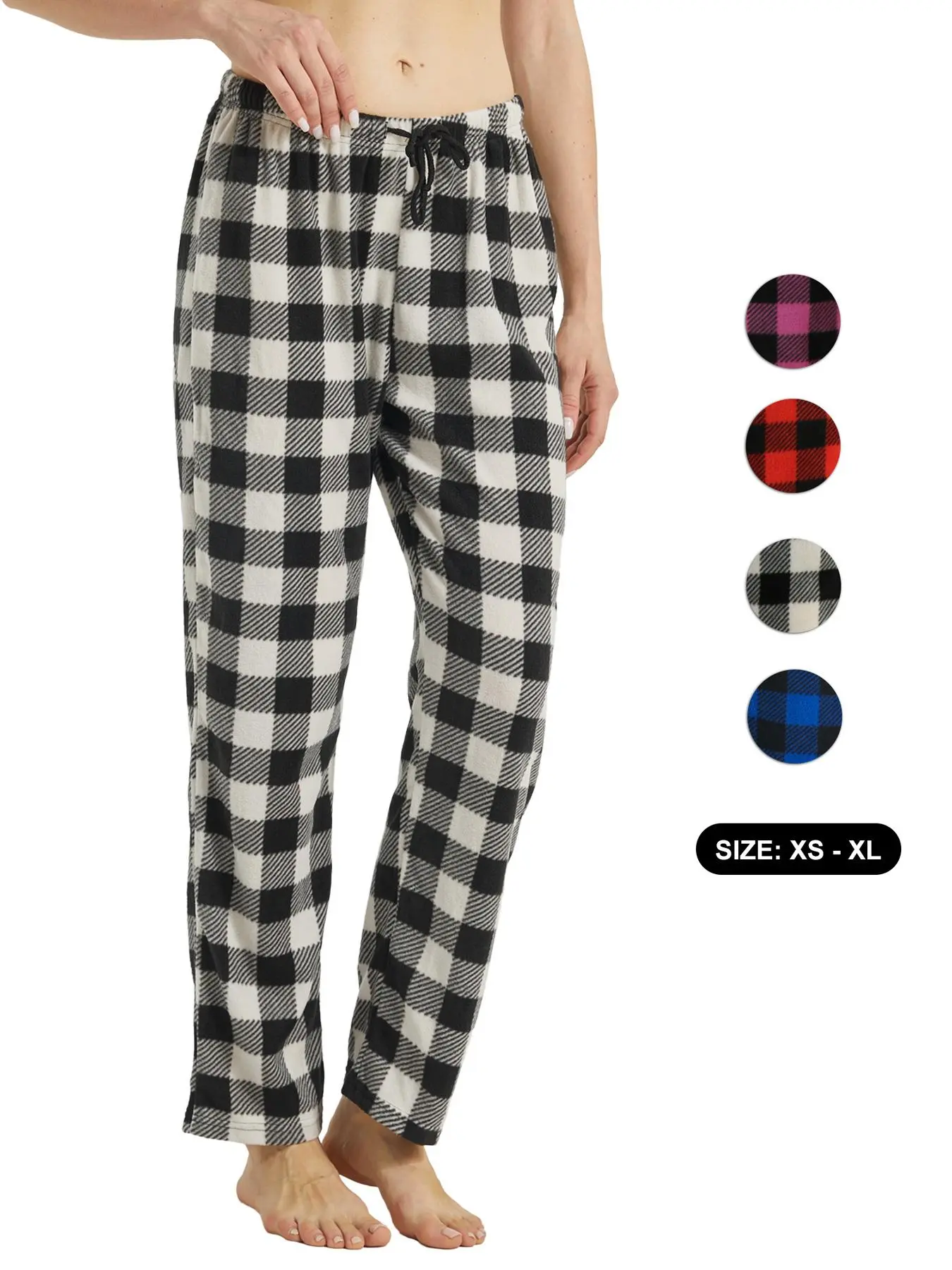 Womens Fleece Pyjama Bottoms Ultra Soft Checked Lounge Pants Winetr Pyjamas for Women PJs Loungewear Pjs Trousers