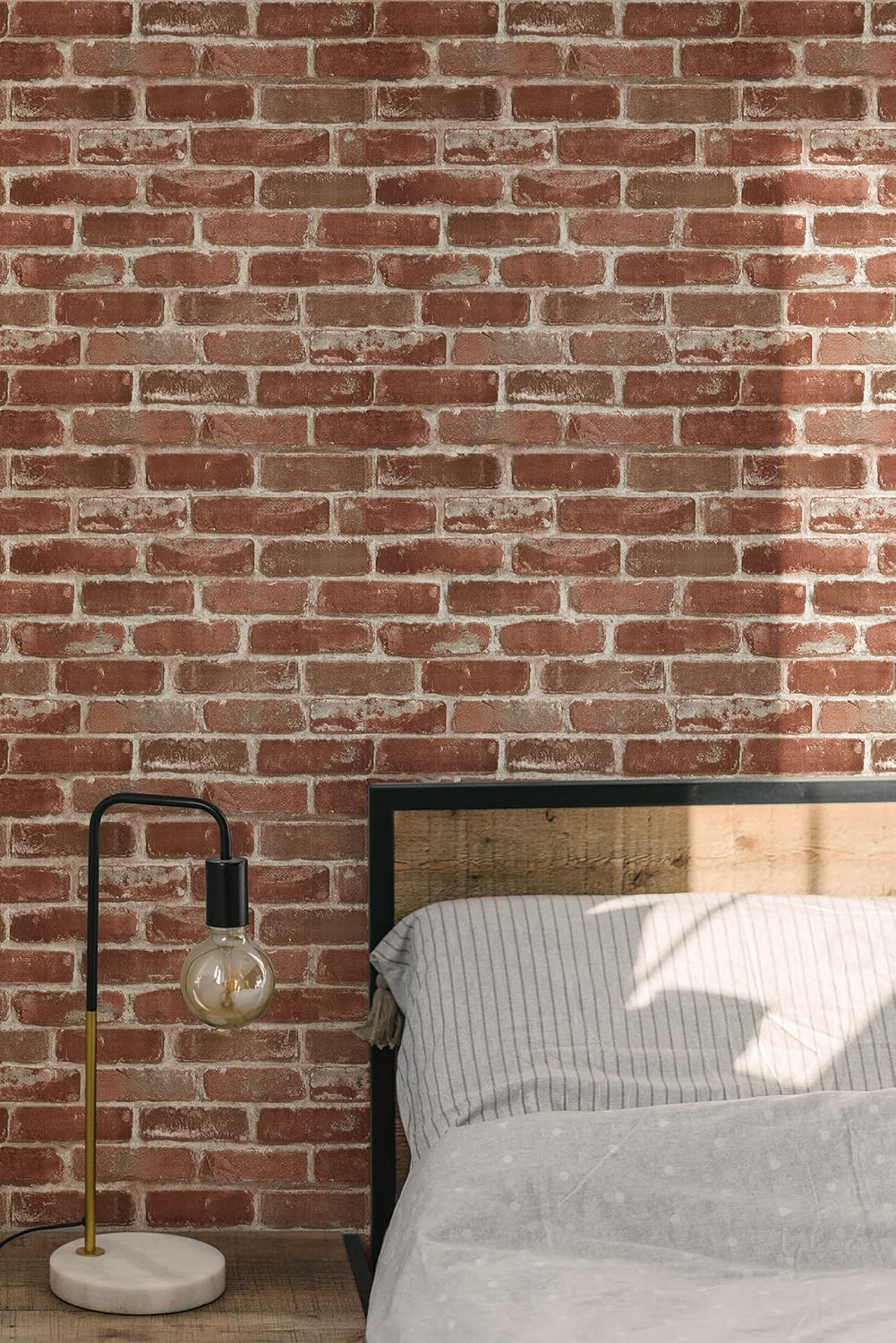 Brick Pattern Peel & Stick Self-Adhesive Wallpaper, 118-Inch Long 17.5-Inch Wide, Waterproof Removable for Bedroom DIY Theme Party Furniture Renovation