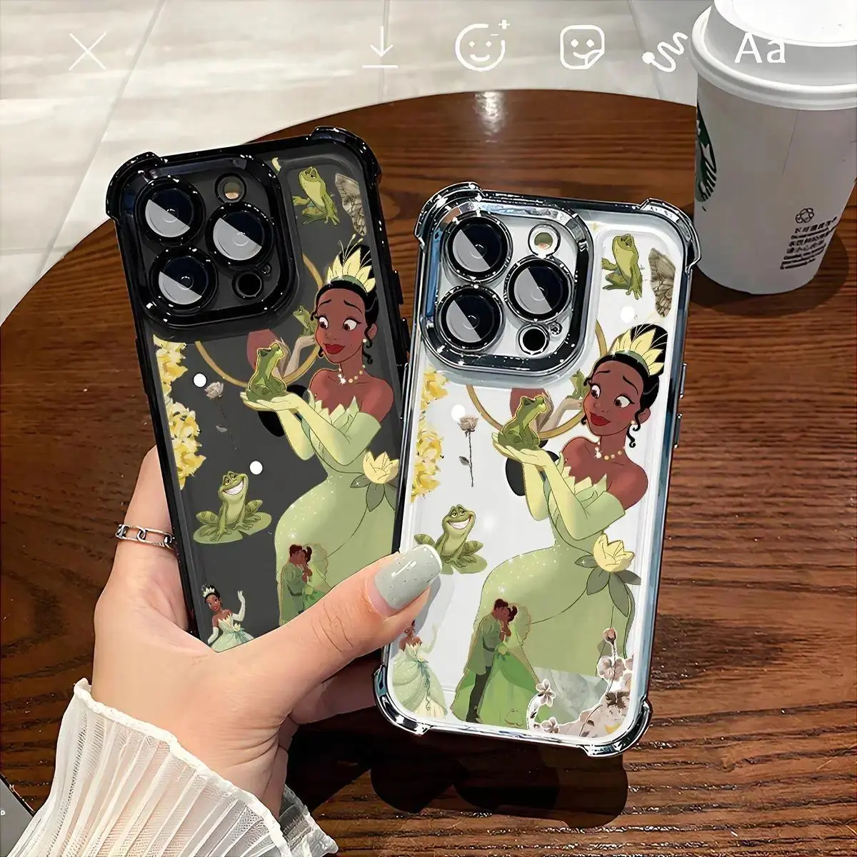 Princess Tiana & Frog Prince Kiss Pattern Personalized Phone Casing - Electroplated, Airbag Shockproof Soft TPU Cover with Resistance & Protection for iPhone 17 Air,16-11 Pro Max Plus & Samsung S26-S22 Plus Ultra Devices, Cute Colorful Cartoon Accessory,