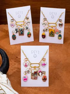 Vintage Southwest Cowboy Charm Necklace, Detachable Cactus Pendant DIY Kit, Rural Western Y2K Style Jewelry, Cartoon Pattern, Casual Style