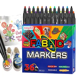 Fabric Markers Permanent for Clothes,12/24/36 Color Dual Tip with Fine and Chisel Tips Paint Pens for Clothing Canvas Tote Bags T Shirt and Shoes