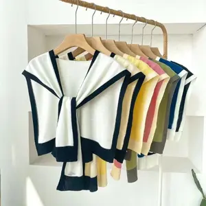 Contrasting Color knitted Scarf, Casual Versatile Chic Shawl Wrap for Women, Beige Fashionable Winter Accessories for Daily Wear, Trendy All-match & Exquisite Scarf for Birthday Gift