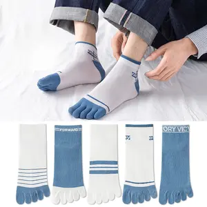 5 Pairs Five Toe Socks for Men - Spring Summer Breathable Cotton, Sports Ankle Socks with Separate Toes, Comfort Fit for Running & Casual dots  socks  sport