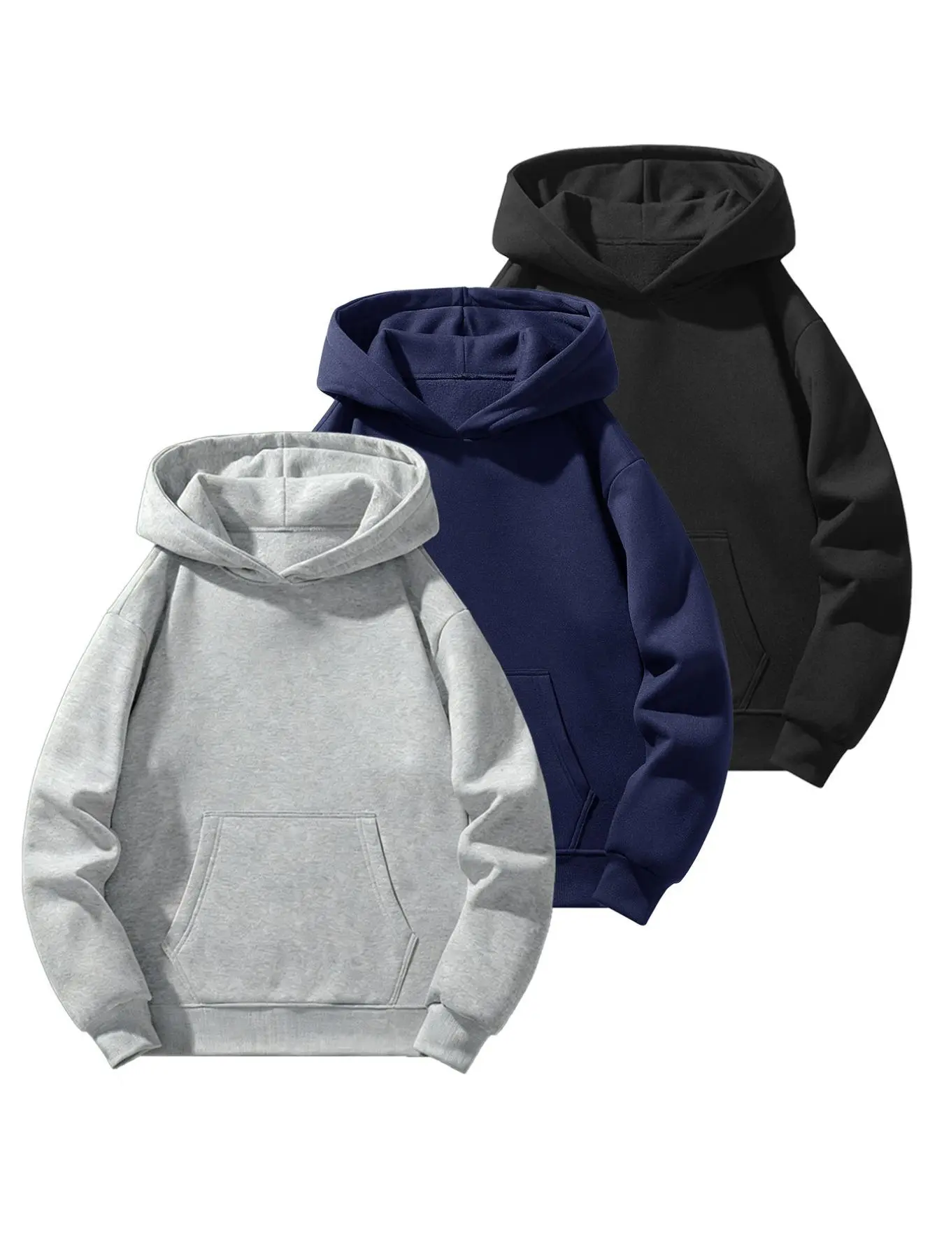 Men's Plain Solid Color Baseball Cap Pullover Hoodie - Autumn Winter Regular Fit Casual Long Sleeve Hooded Sweatshirt for Daily Wear, Sweatshirts, Longsleeves
