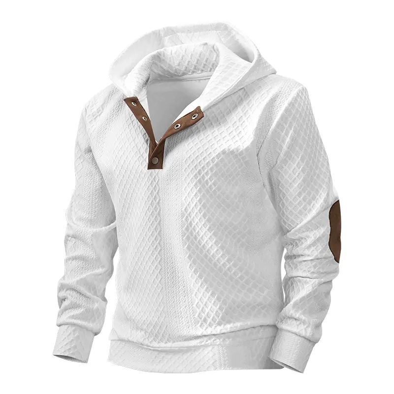 Men's Chic Jacquard Knit Sweatshirt, Casual Fit Long Sleeve Pullover for Everyday Wear and All Seasons, Plain, Stylish, Longsleeves, Tops, Menswear