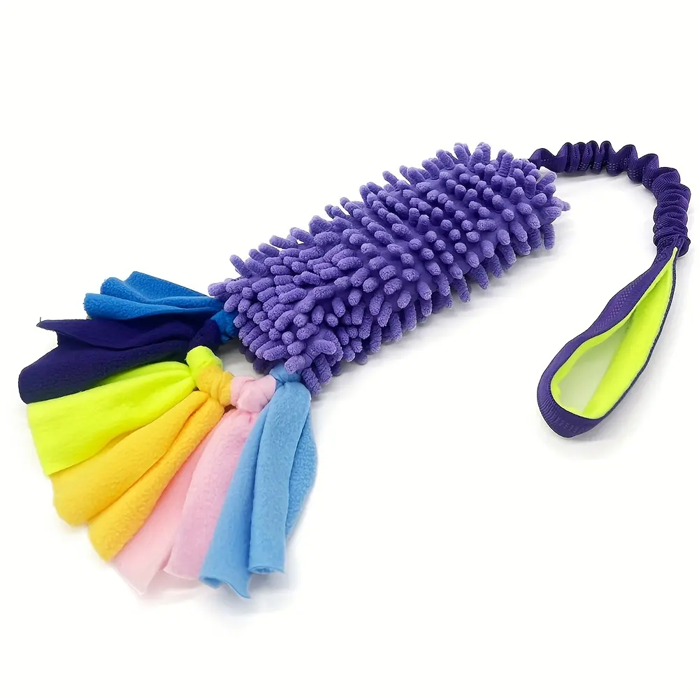 Extended 80cm/31.49inch Dog Training Tear-Resistant Traction Rope Toy - Plush Teeth Grinding Bite-Resistant Dog Toy with Colorful Rope - Interactive Puzzle Relief for Medium Dogs