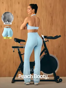 GLOWMODE 31" Ultrafine Soft Seamless SunFlow High Waist Sculpting Fit Seamless Butt Lift Compression Double Layer Coverage Flare Leggings Medium Impact Training Gym Studio Summer Wear