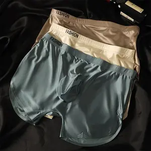 4Pcs Men's Ice Silk Underwear Breathable Boxer Shorts Seamless Satin Soft Briefs
