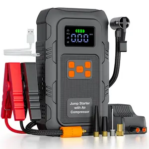 【POVASEE】 All in One Jump Starter 6000A/24000mAh Portable 12V Power Bank with 150 PSI Air Compressor for Car Starting & Tire Inflation Smart LCD Display