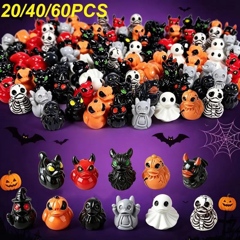 Mini Devil Ghost Skull Resin Ducks, Cute Spooky Desktop Decor, Creative Desktop Ornament, Mini Garden Ornament, Home Decor Ornament, Halloween Christmas Decoration, Party Gift, Decorative Piece, Decorative Ornaments