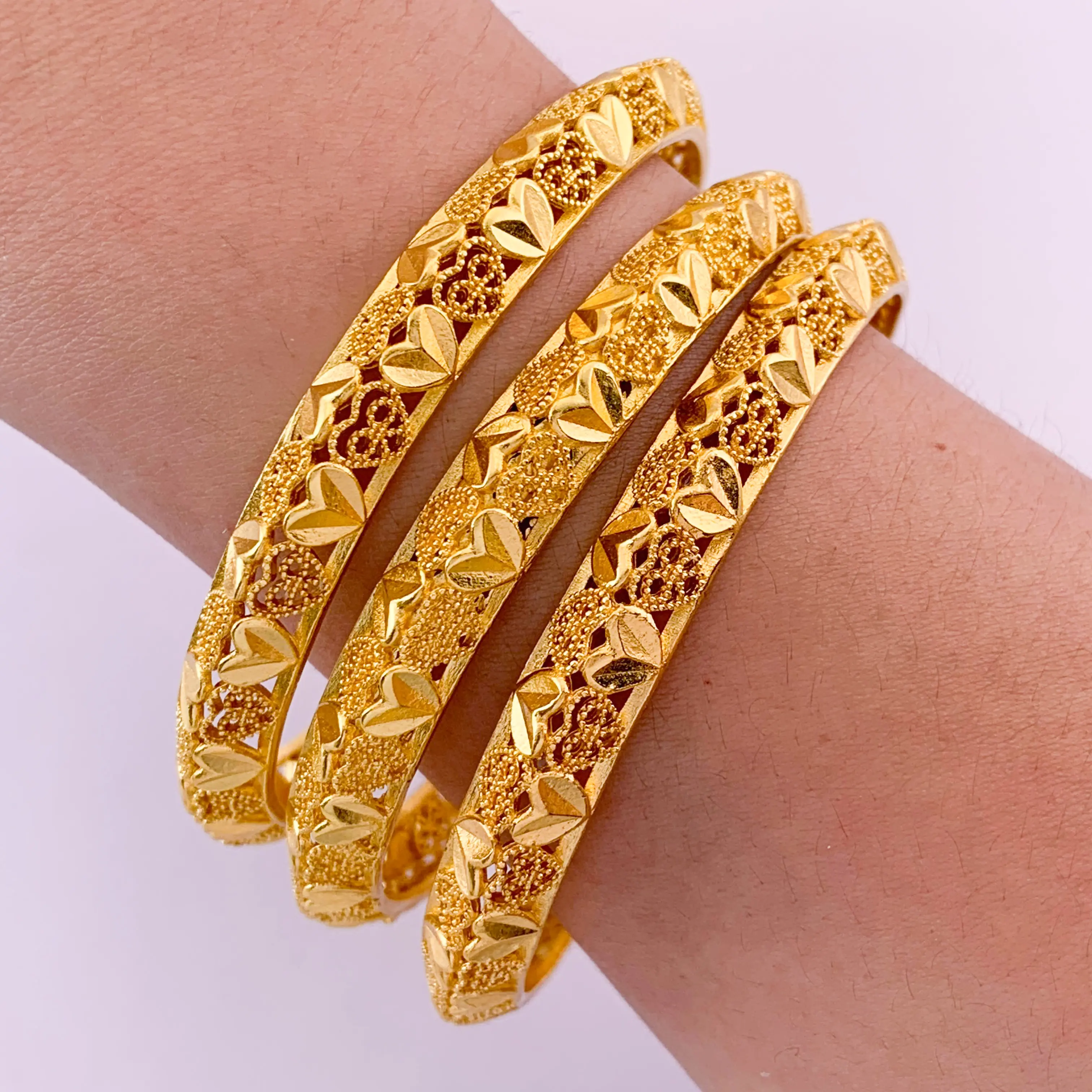 Unisex 3pcs Exquisite Exotic Hook Cuff Bracelet Set, 18K Gold-Plated Adjustable Stack Bracelets, Fashion Costume Jewelry Accessory