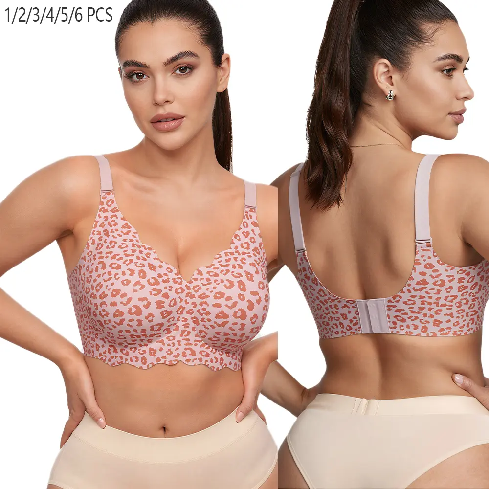 1/2/3/4/5/6 PCS Women Series Jelly Bras Wireless Pushup Convertible Bra | Everyday Essentials,Comfortable Bralettes,No Underwire,Full Coverage,Support Lift,Tshirt,Soft,Seamless,Scalloped