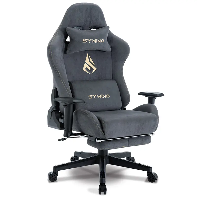 Symino Gaming Chair with Footrest Breathable Soft Touch Fabric, 360° Swivel, Adjustable Backrest, Rocking Function, Up to 200kg Capacity