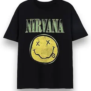 180gNirvana Mens T-Shirt |   Adults Short Sleeve Graphic Tee in Black Options Sweatshirt Printed in USA