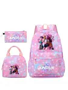 3pcs  KPOPN Witch Hunting Team Women's Backpack with Cartoon Pattern Letters, Fashionable and Versatile, Suitable for Students, Campus, School, Work, Commute, Shopping, Women's Backpack,summervibes