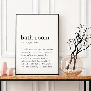1pc Bathroom Wall Art ​     - Toilet typography wall decor, funny bathroom sign, frameless, Eid Mubarak. Artistic