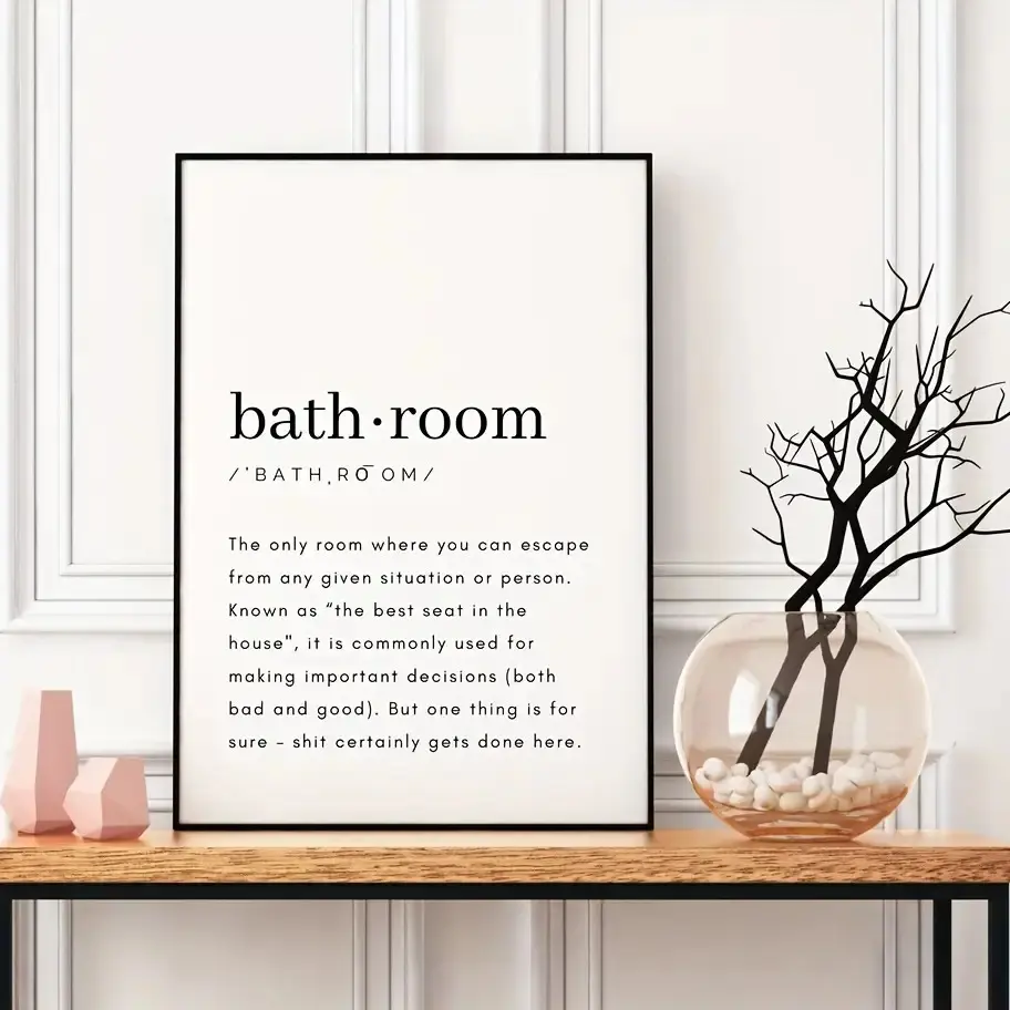 1pc Bathroom Wall Art ​     - Toilet typography wall decor, funny bathroom sign, frameless, Eid Mubarak. Artistic