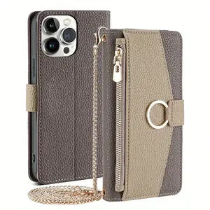 trendy phone case Crossbody wallet PU Multifuction Wallet Hardware Chain card insertion protective Zipper Wallet Phone Case for iPhone 6 6s 6 6s 7 8 14 15 16 Plus 7 8 SE2 3 X XS XR XS Max 11 11 12 12 13 13 14 14 15 15 16 16 Pro 11 12 13 14 15 16 Pro Max,