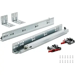 VEVOR 6 Pairs 15 Inch of 15 18 21 Inch Soft Close Bottom Mount Drawer Slides, Heavy Duty Ball Bearing Full Extension Steel Track, Noiseless Guide Glides Cabinet Kitchen Runners with Locking, 100 Lbs