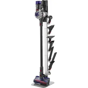 VEVOR Vacuum Stand, Compatible with Dyson G5 V15 V12 V11 V10 V8 V7 V6 Series Upright Vacuums Cleaners & Accessories, Stable Vacuum Stand Holder with 6 Hooks and Non-slip Footpads, Gray