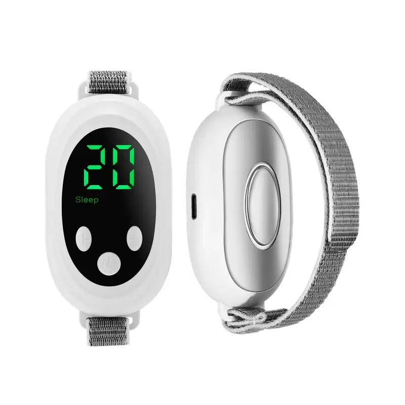 Hy80 Microcurrent Sleep Aid Device - Compact ABS Home Supply, USB-C Charge, LCD Screen, 20 Levels Intensity, Adjustable Strap, Intelligent Monitoring, Polymer Li-ion Battery, Adult Unisex Wear for Sleep/Focus, 1-2H Usage, 1.5H Charging