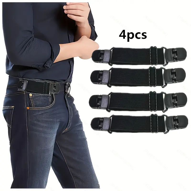 4-piece set, elastic invisible belt, unisex lazy belt for tightening pants waistband, simple and portable