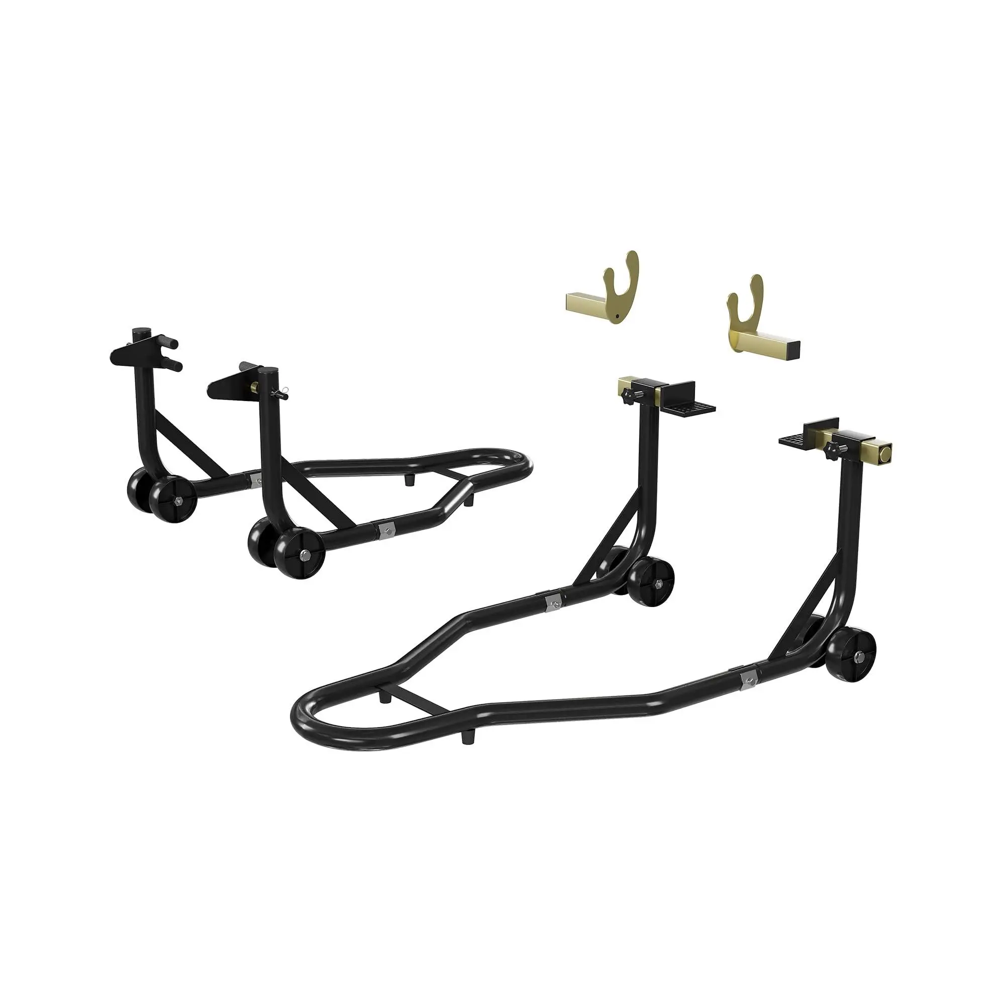 U+L Front & Rear Motorcycle Lift Stand Combo, 850LB Capacity Swingarm Paddock Stands for Dirt Bikes & Sport Motorcycles, Includes Protective Gloves