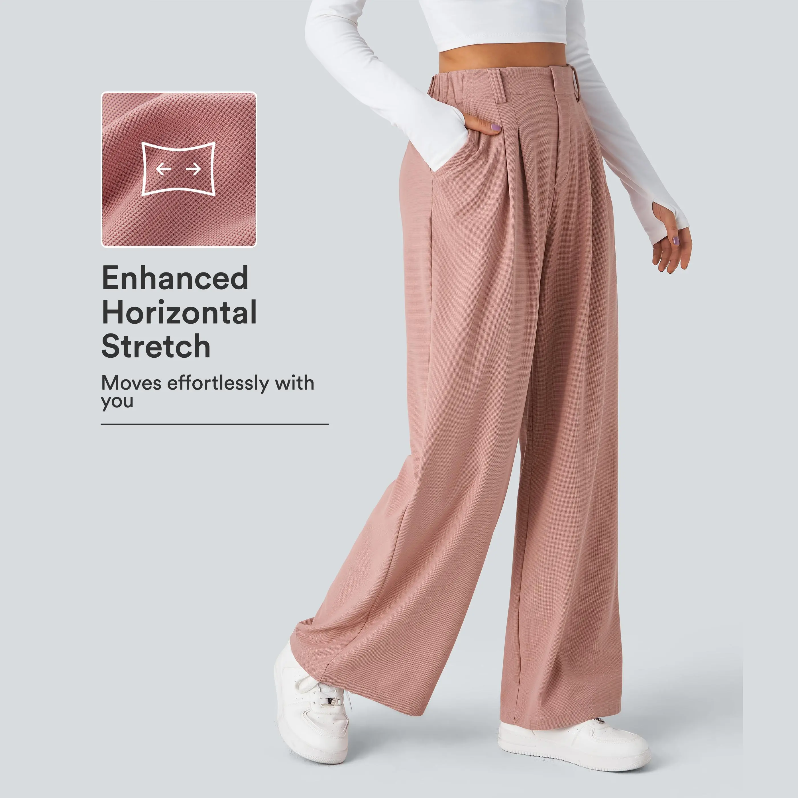 Halara Flex High Waisted Pocket Wide Leg Waffle Work Pants