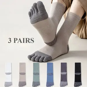 3 Pairs Five Finger Socks Men Non-slip Toe Socks Man High Quality Cotton Crew Socks Sports Athletic Yoga dots  socks  sport