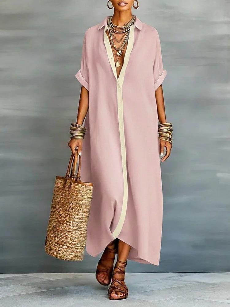 Boho Oversized Shirt Dress - Perfect for Beach, Vacation & Brunch! Contrast Trim Button Down Casual Loose Dress # ShirtDress # OversizedDress # ButtonDownDress # ContrastTrim # SummerDress # BohoFashion # MidiDress # DressesForWomen # Outfit of the Day Boho Oversized Shirt Dress - Perfect for Beach, Vacation & Brunch! Contrast Trim Button Down Casual Loose Dress # ShirtDress # OversizedDress # ButtonDownDress # ContrastTrim # SummerDress # BohoFashion # MidiDress # DressesForWomen # Outfit of the Day